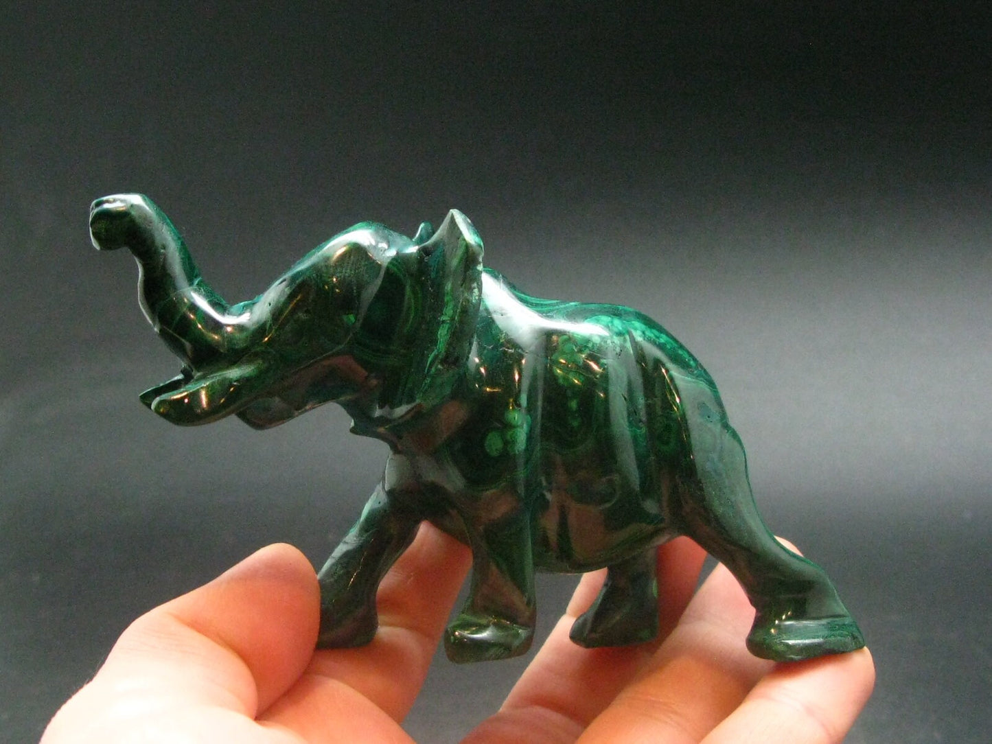 Rich Vivid Vibrant Green Malachite Elephant Carving From Congo - 4.4"