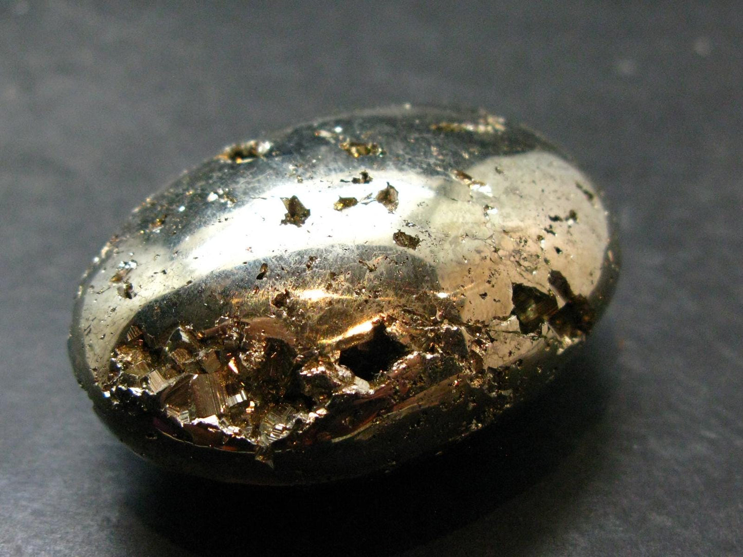 Pyrite Crystallized Tumbled Stone From Peru - 2.1" - 133.83 Grams