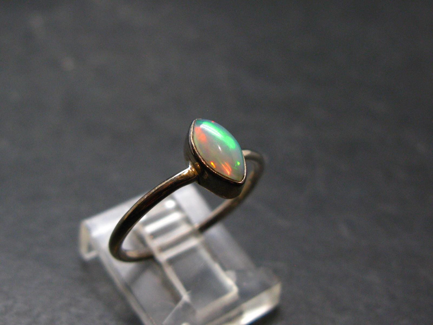 Natural Cabochon Opal 925 Sterling Silver Ring from Ethiopia - 1.64 Grams - Size 7