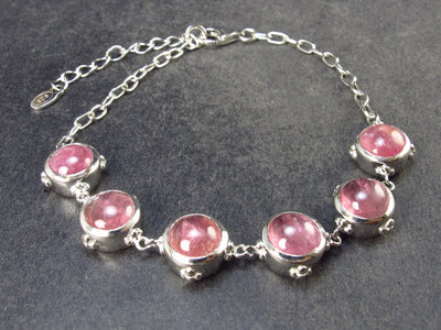 Pink Tourmaline Silver Bracelet From Brazil - 9" - 13.0 Grams