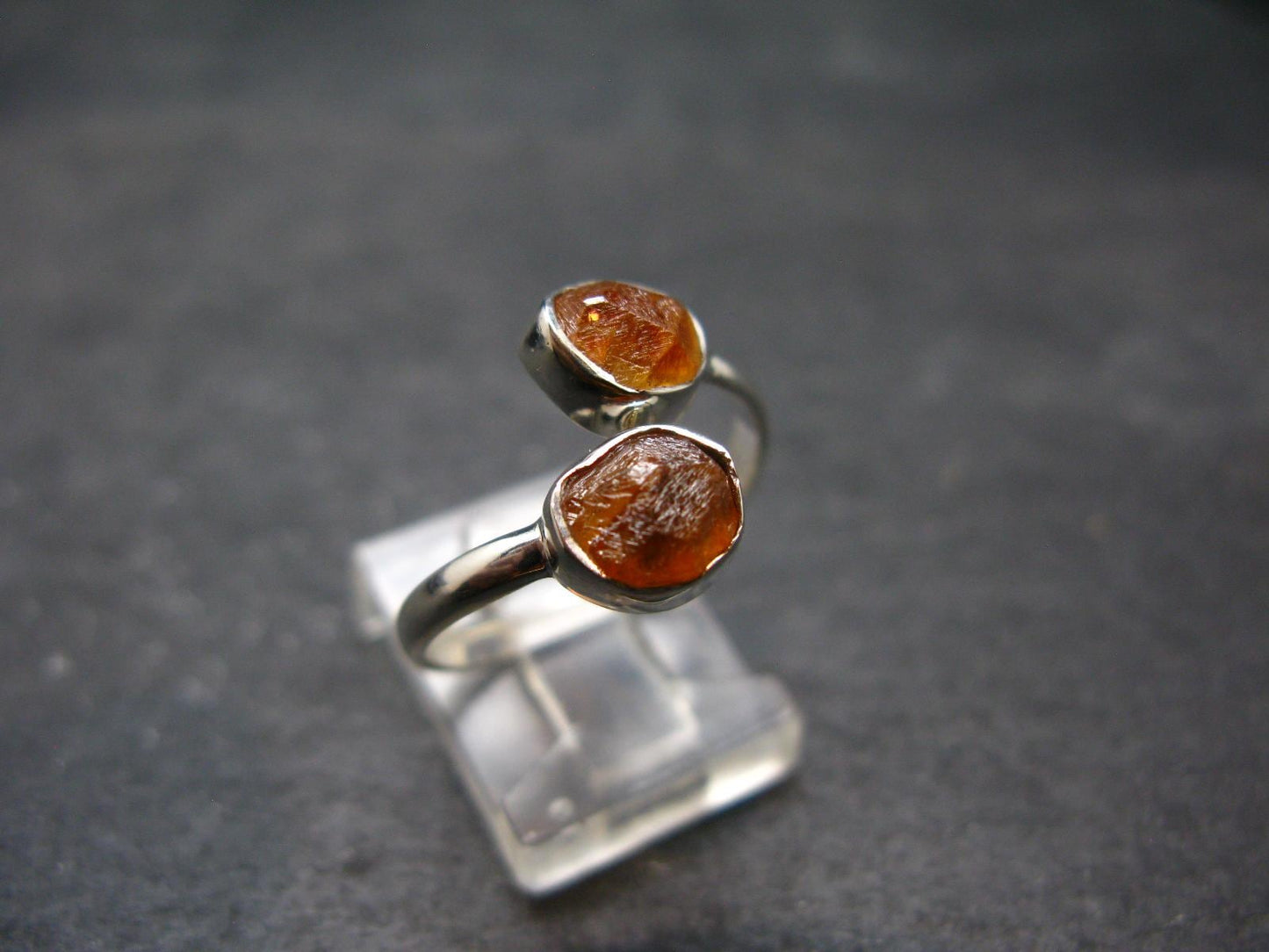Spessartine Garnet Silver Ring From Tanzania - Size Adjustable - 2.47 Grams