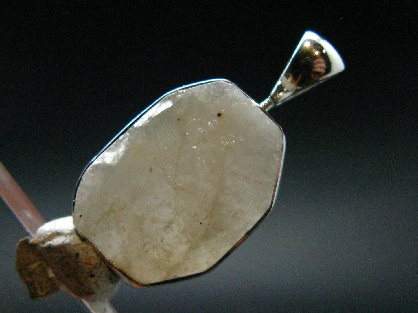 Very Rare White Cryolite 925 Silver Pendant from Greenland - 1.1" - 3.72 Grams