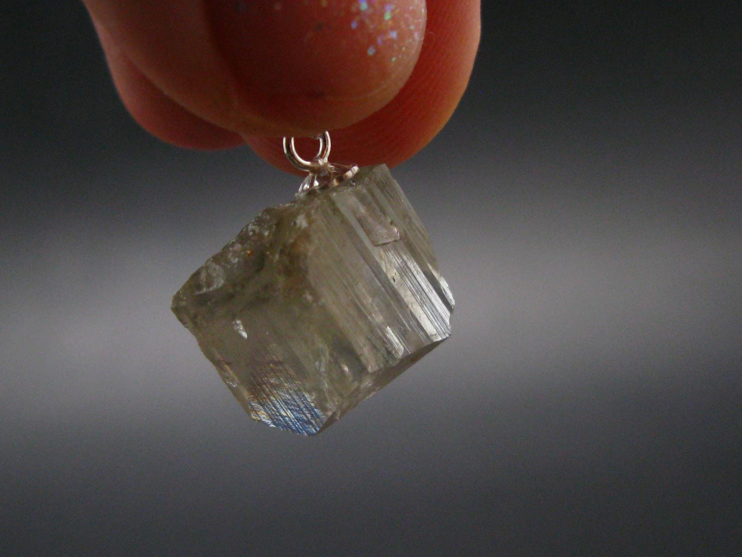 Nice Terminated Danburite Crystal Silver Pendant from Russia - 0.7" - 2.36 Grams