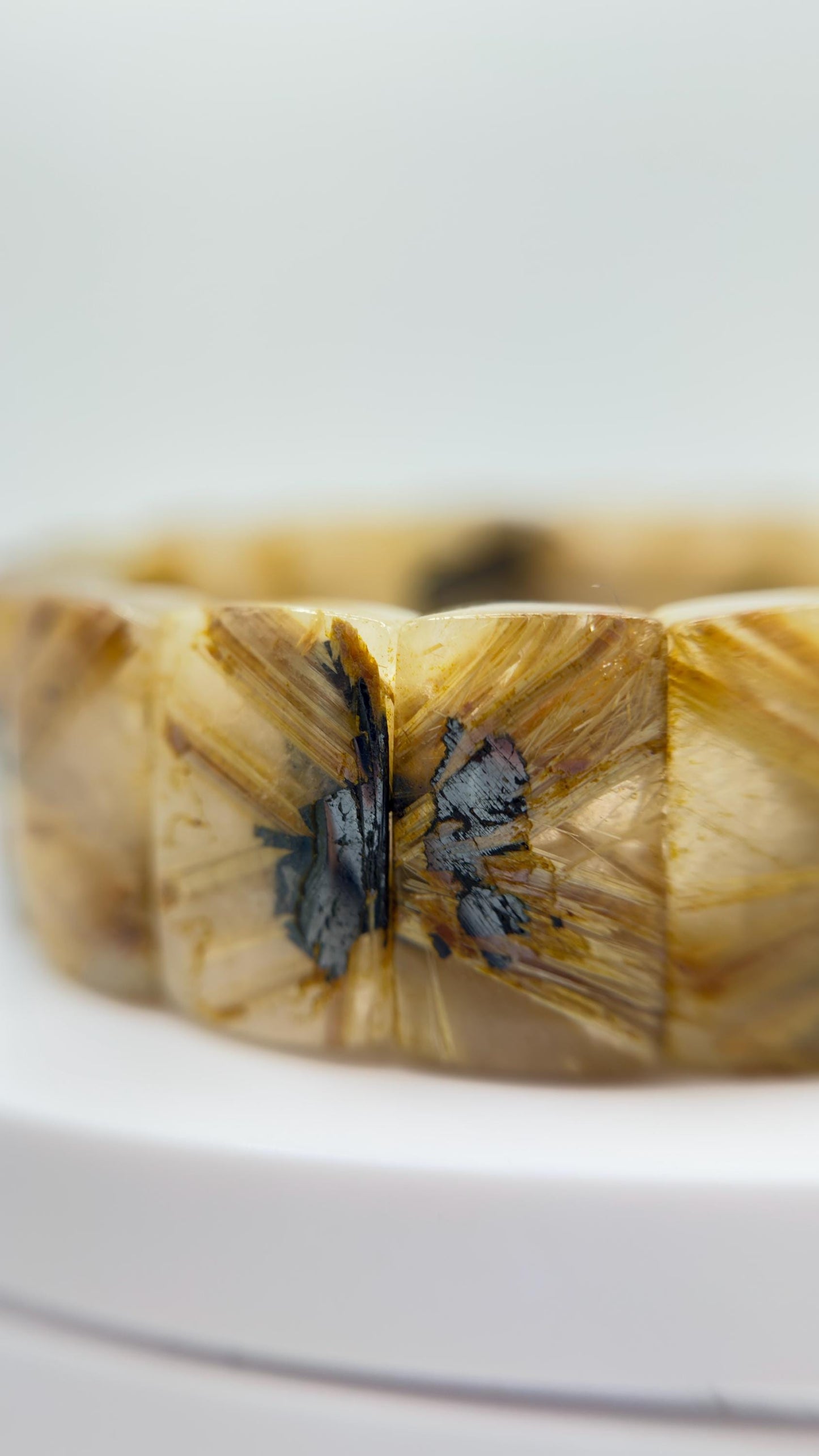 Golden Rutilated Quartz Tile Bracelet – Natural Crystal Statement Jewelry