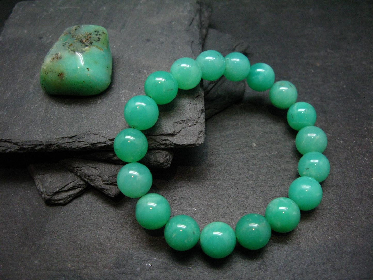 AAA Grade Chrysoprase Genuine Bracelet ~ 7 Inches ~ 12mm Round Beads