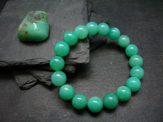 AAA Grade Chrysoprase Genuine Bracelet ~ 7 Inches ~ 12mm Round Beads