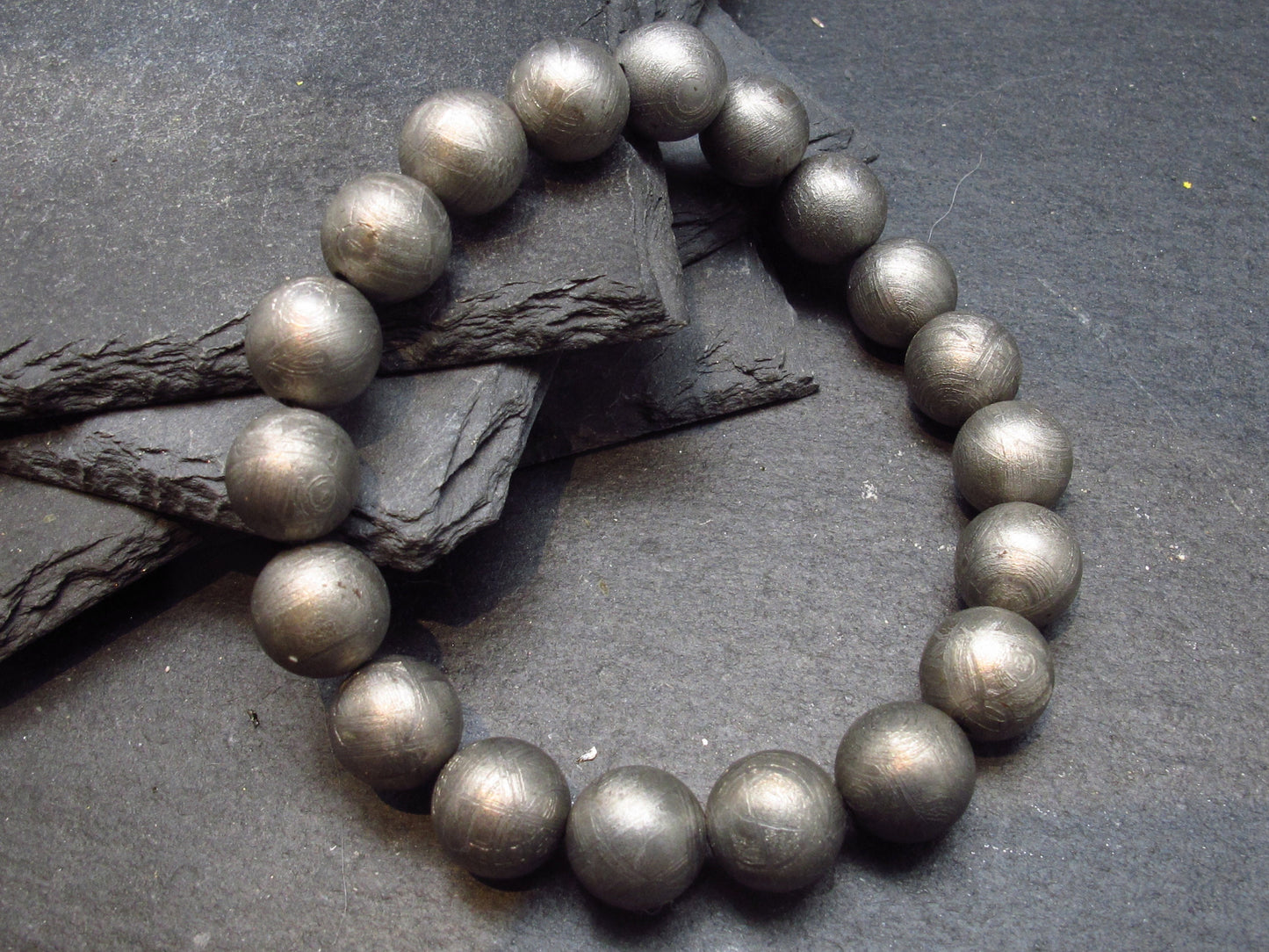 Meteorite Gibeon Genuine Bracelet ~ 7 Inches ~ 10mm Round Beads