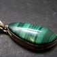Genuine Vivid Vibrant Green Malachite Sterling Silver Pendant From Congo - 1.5" - 7.06 Grams