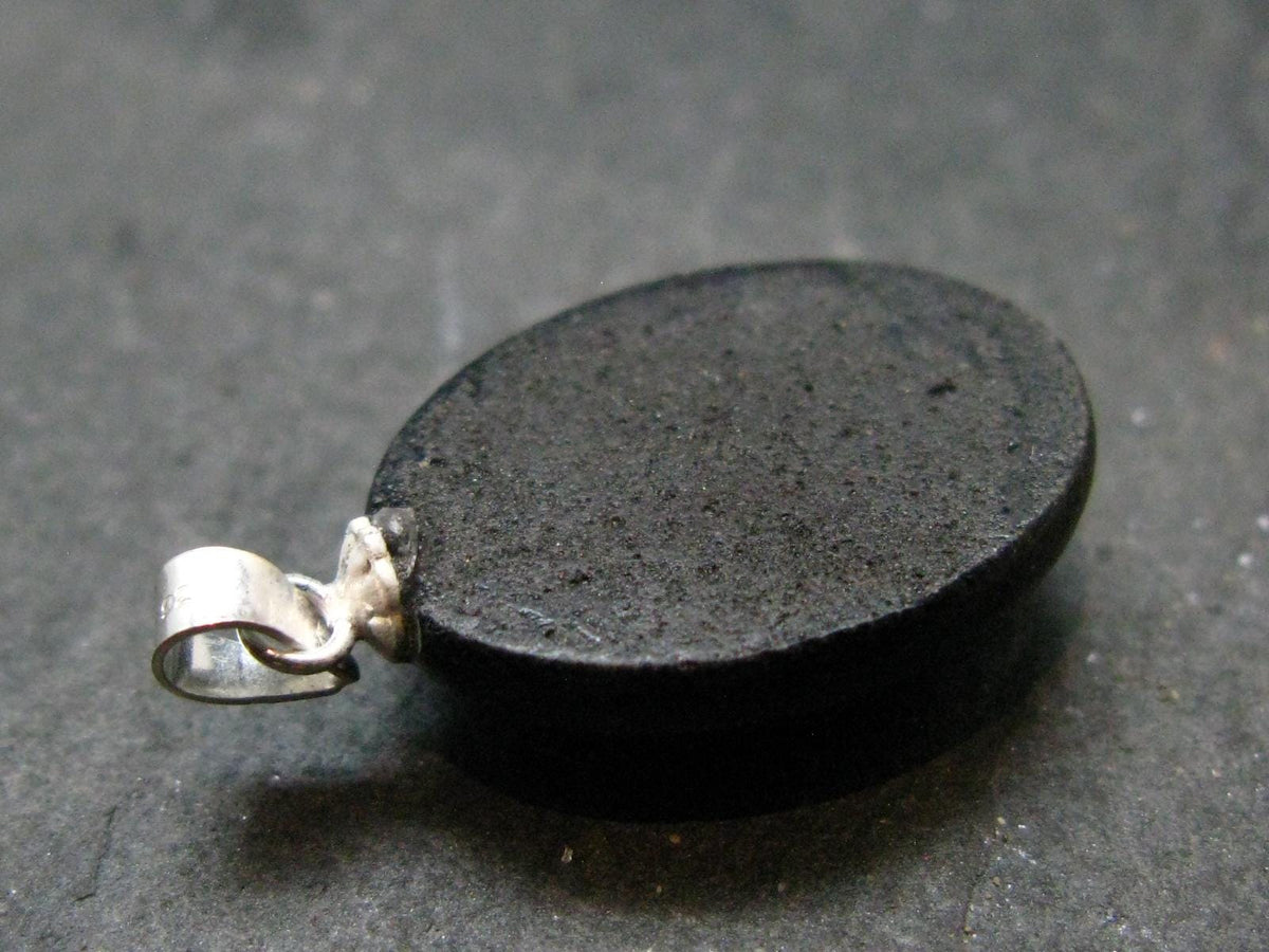 Rare Black Opal Sterling Silver Pendant From Australia - 1.1" - 2.51 Grams
