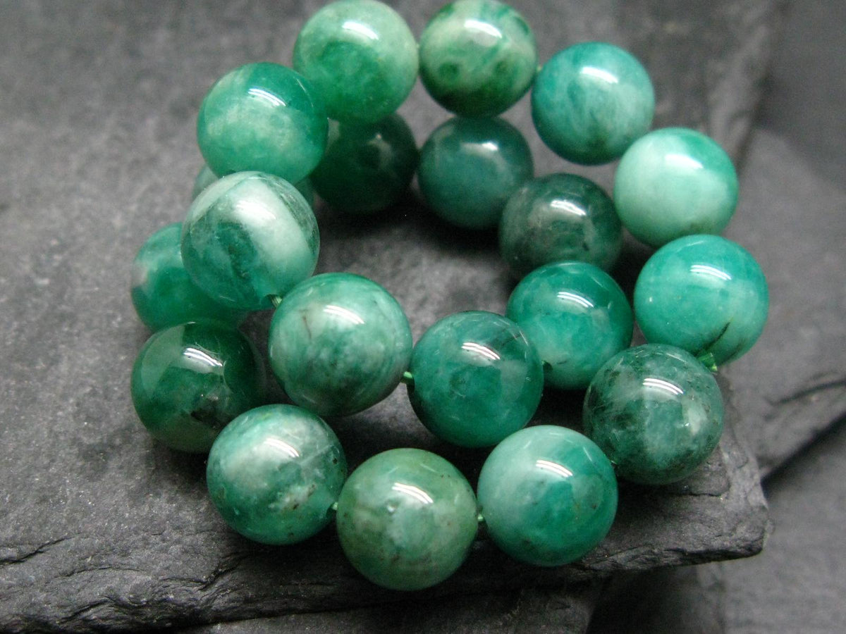 Emerald Gem Genuine Bracelet ~ 7 Inches ~ 10mm Round Beads