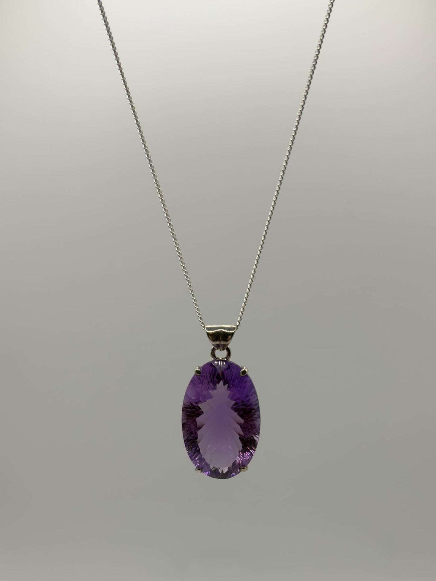 Large Faceted Amethyst Pendant – Solar Sparkle in Violet - 12.11 Grams
