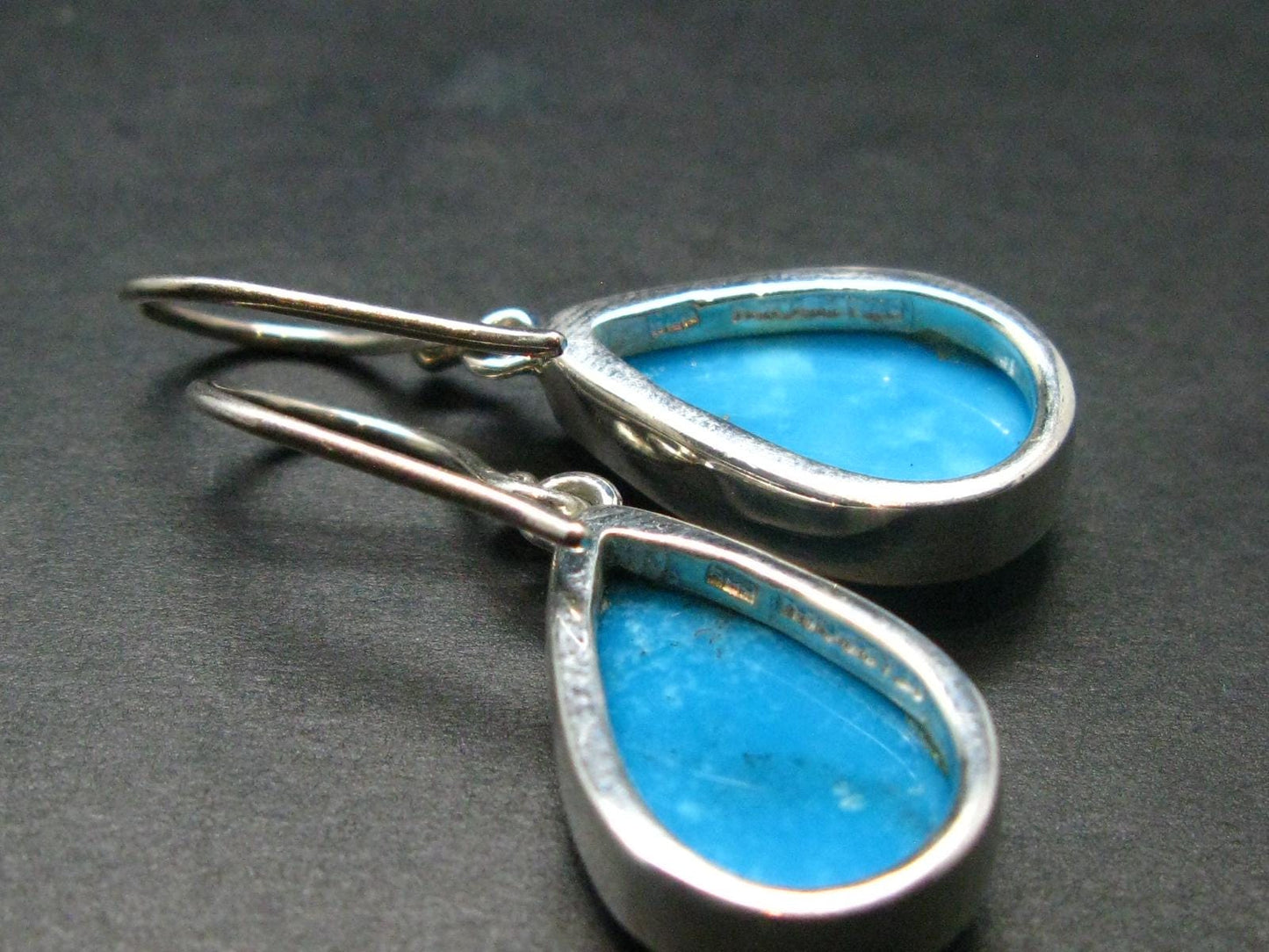 Nice Raw Natural Turquoise Sterling Silver Earrings from Mexico - 7.59 Grams