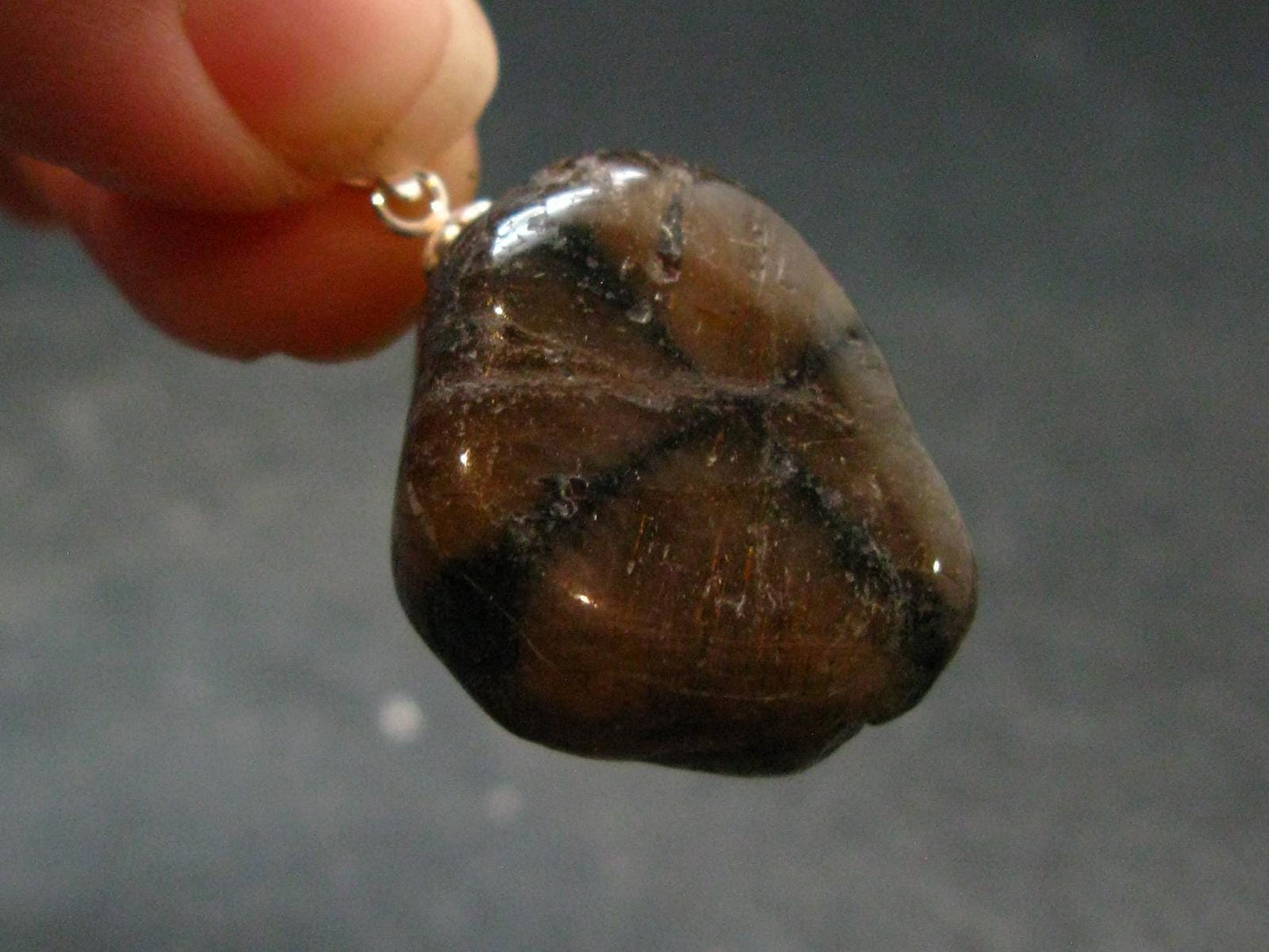 Perfect Cross-Shaped Andalusite (Variety of Chiastolite) Polished Silver Pendant from China - 1.2" - 10.49 Grams