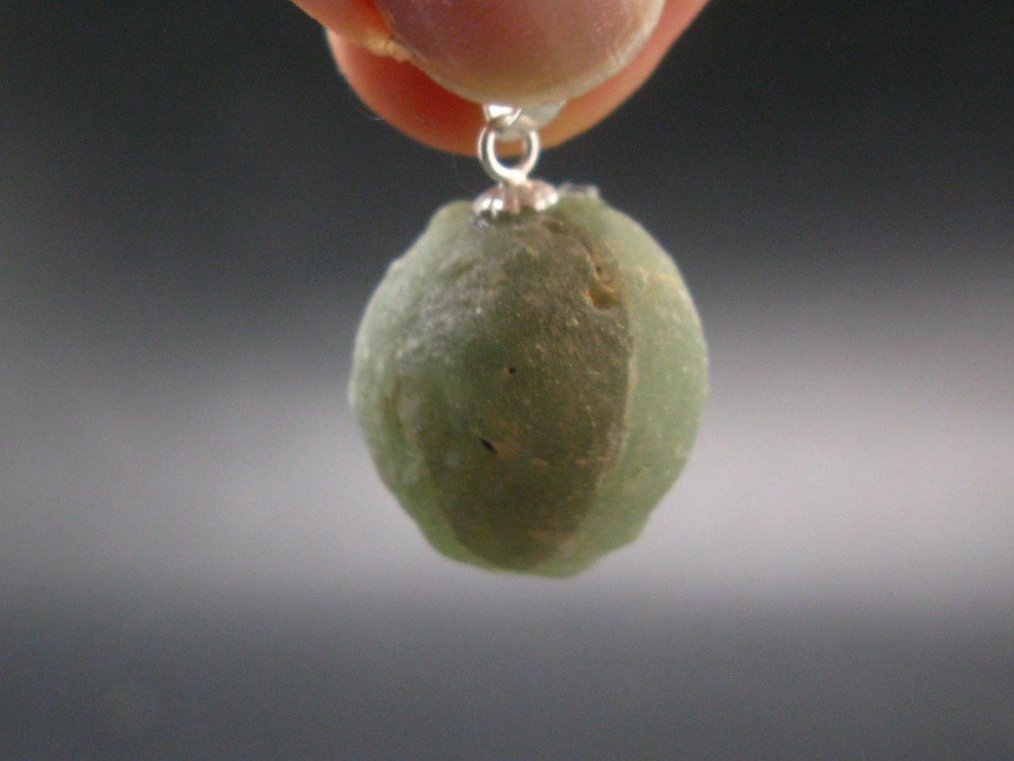 Complete Prehnite Sterling Silver Pendant from Mali - 0.9" - 6.47 Grams