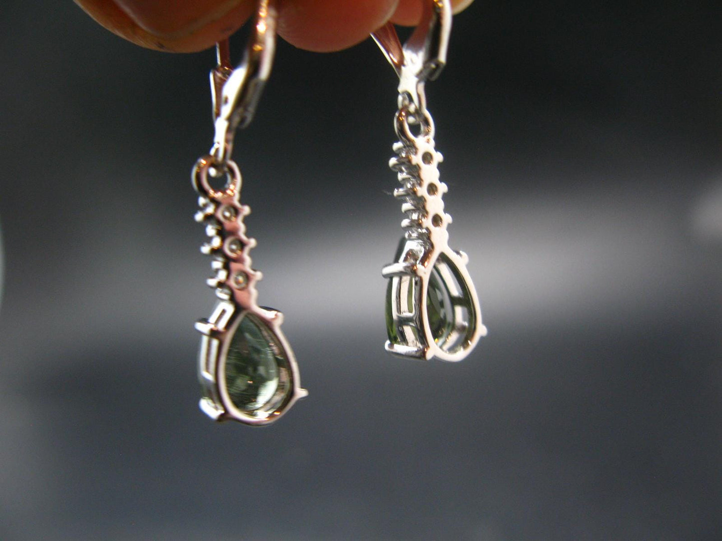 Moldavite Tektite Silver Earrings from Czech Republic - 2.61 Grams