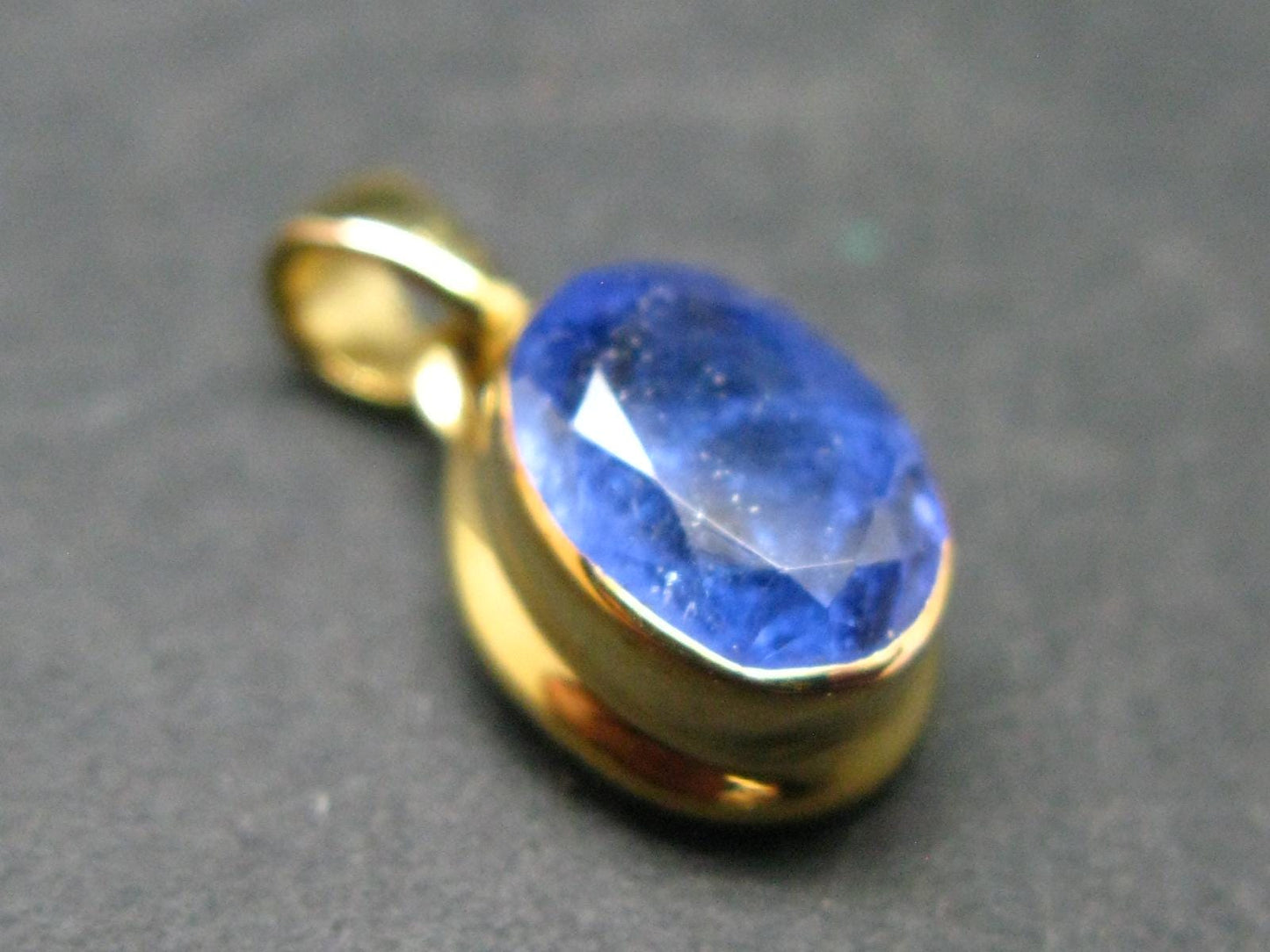 Natural Faceted Tanzanite Gold Plated Sterling Silver Pendant from Tanzania - 0.7"