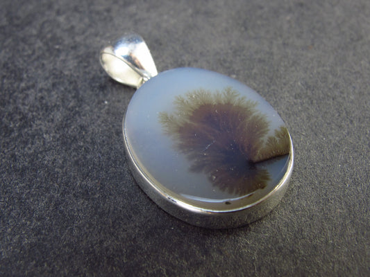 Moss Agate Silver Pendant From Russia - 4.37 Grams - 1.2"