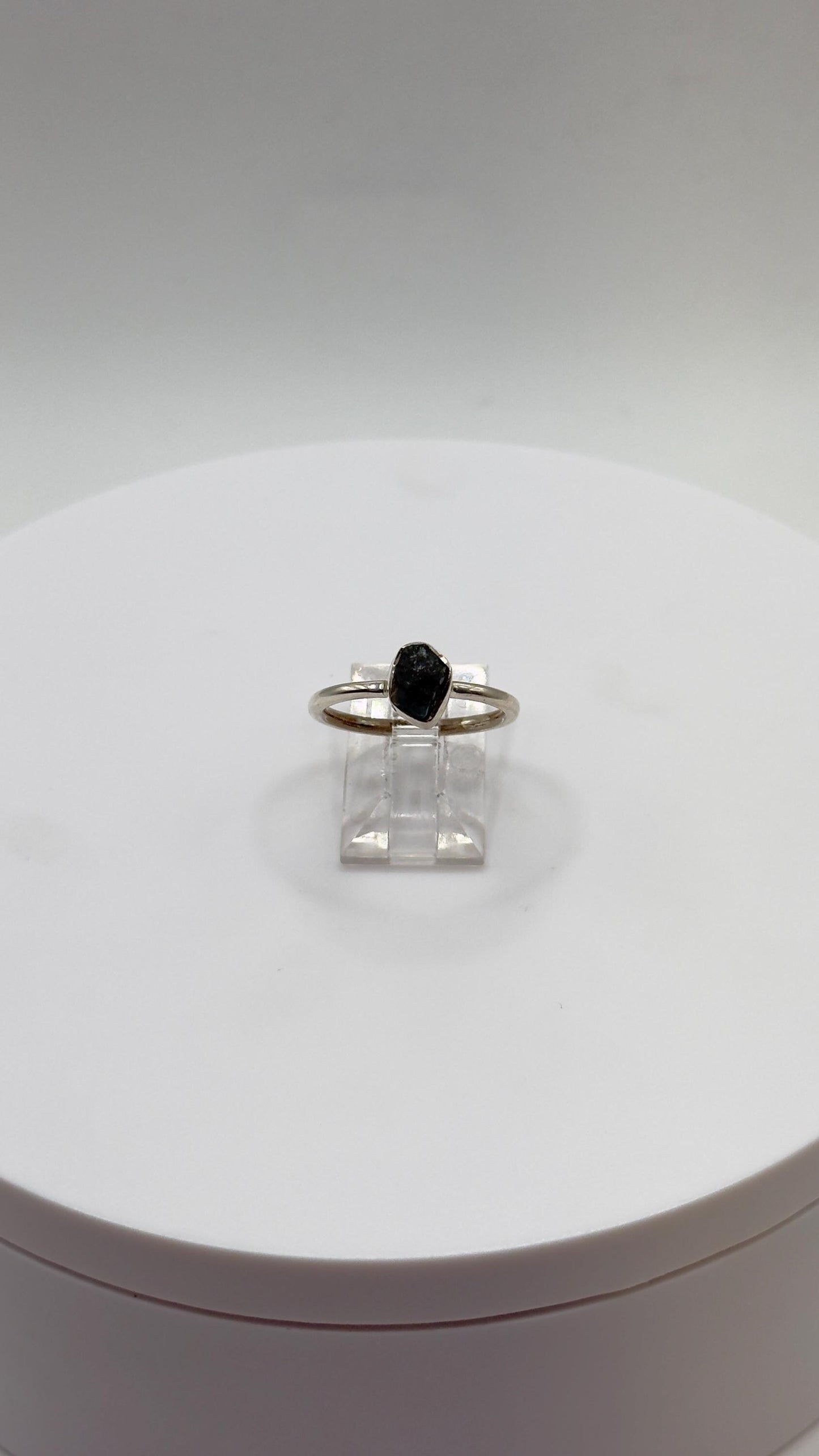 Grandidierite Ring Raw Blue Green Gemstone Silver Ring Minimalist Crystal Jewelry Gift