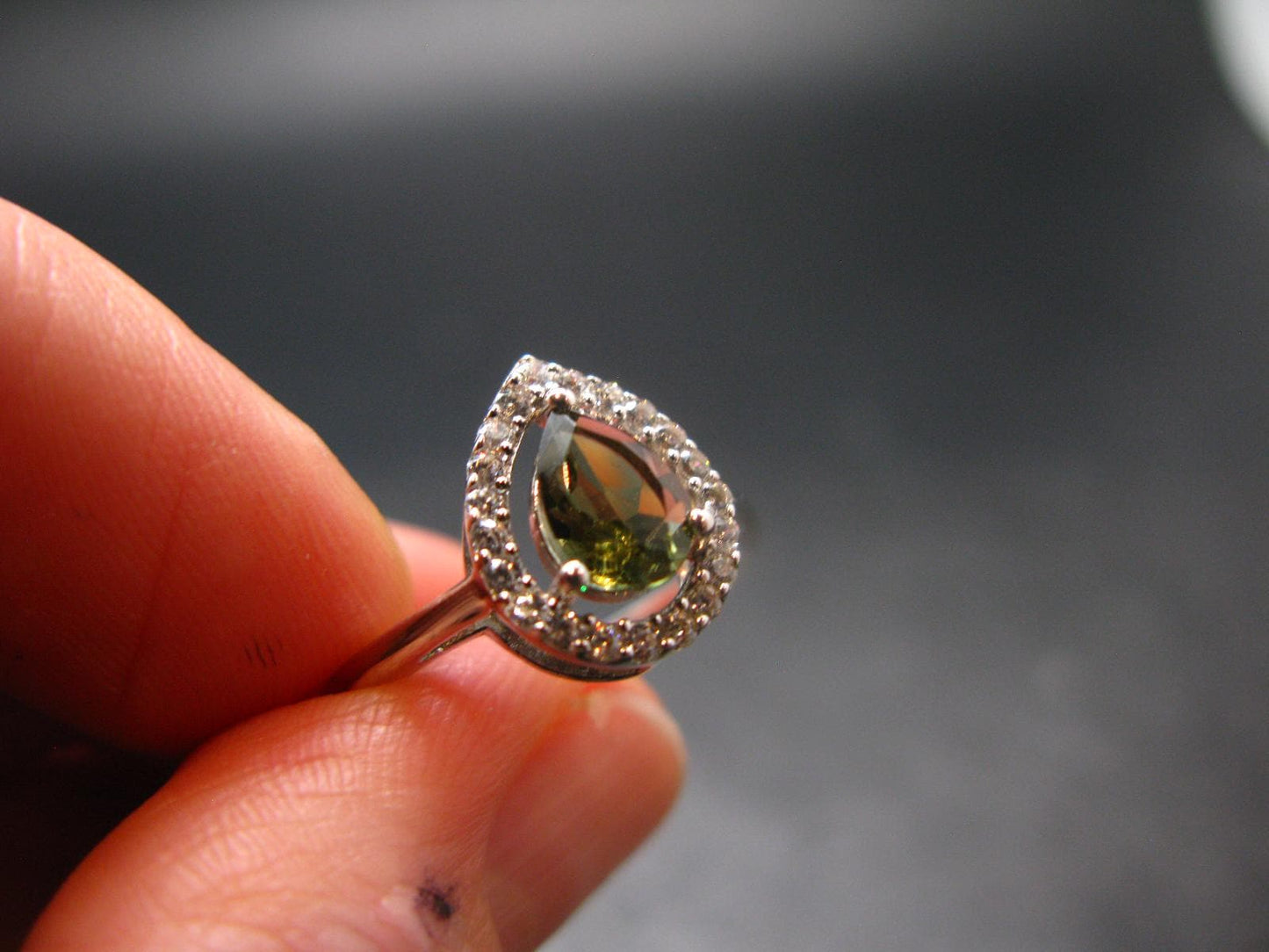 Moldavite Sterling Silver Ring From Czech Republic - Size 6 - 2.21 Grams