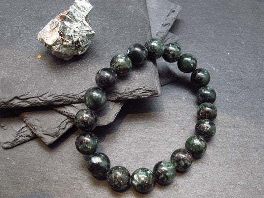 Seraphinite Clinochlore Genuine Bracelet ~ 7 Inches ~ 10mm Round Beads