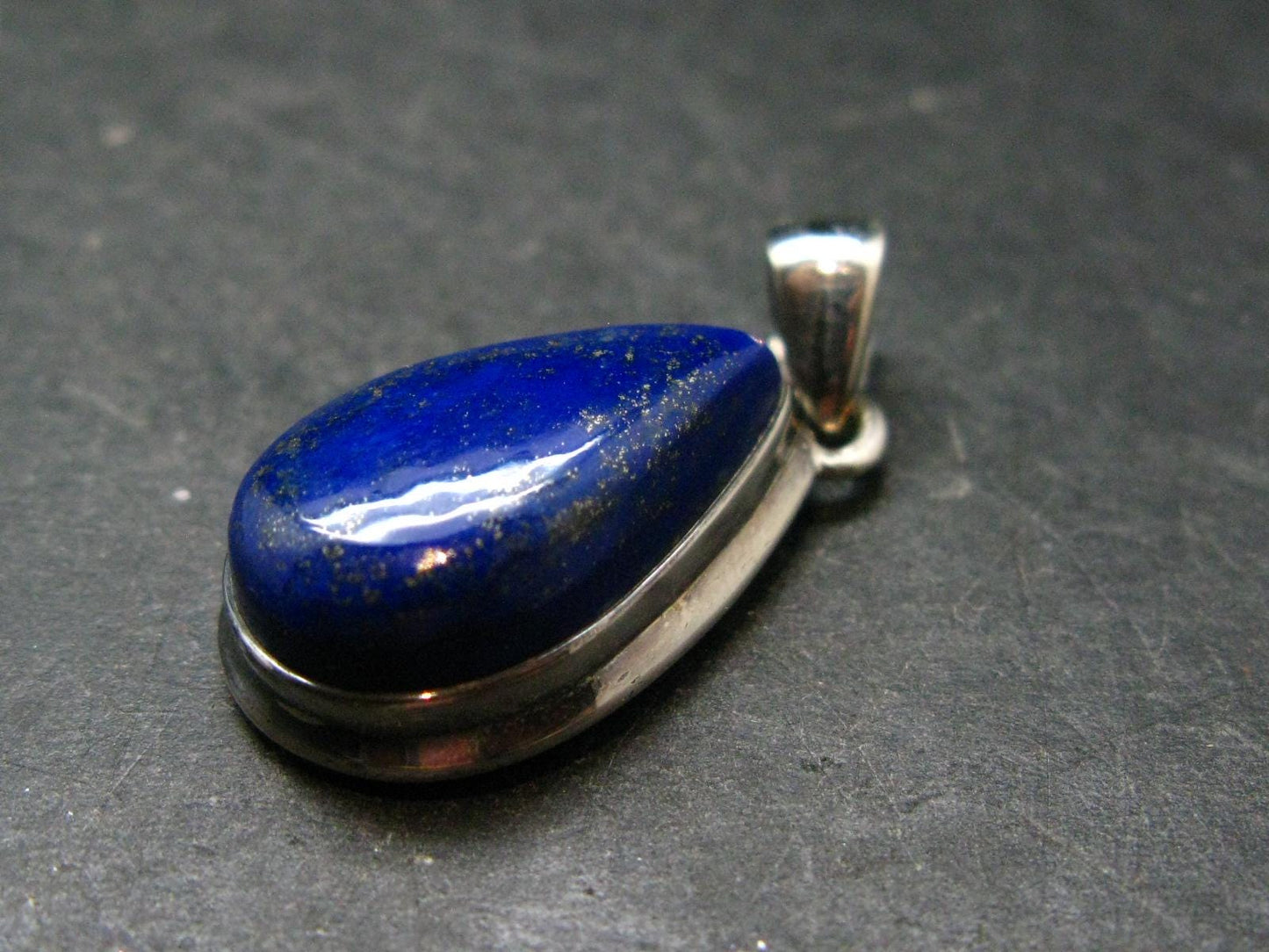 Lapis Lazuli Silver Pendant From Afghanistan - 1.4" - 7.64 Grams
