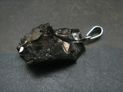 Unpolished Elite Shungite Silver Pendant from Russia - 1.2" - 2.48 Grams