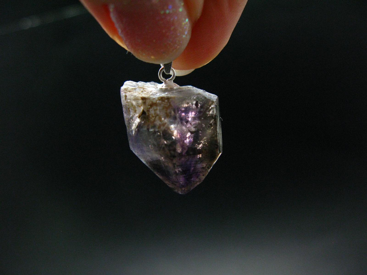 Rare Brandenberg Brandberg Amethyst Quartz Silver Pendant From Namibia - 1.0" - 4.53 Grams