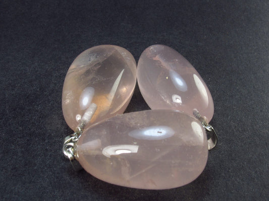 Lot of 3 Natural Rose Quartz Pendants from Brazil