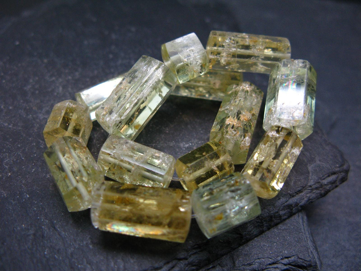 Heliodor Golden Beryl Genuine Bracelet ~ 7 Inches ~ 12mm Facetted Beads