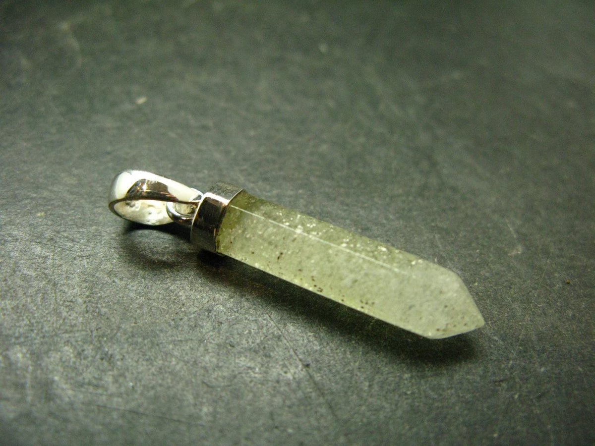 Gem Libyan Desert Glass Tektite Pendant Sterling Silver from Libya - 1.5" - 2.55 Grams