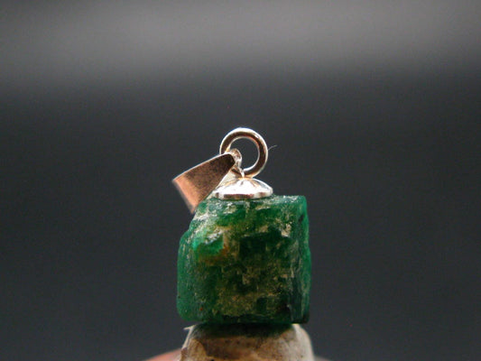 Emerald Beryl Silver Pendant from Afghanistan - 0.6" - 0.87 Grams