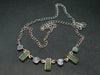 Green Tourmaline & Aquamarine Crystal Silver Necklace from Brazil - 18" - 9.05 Grams