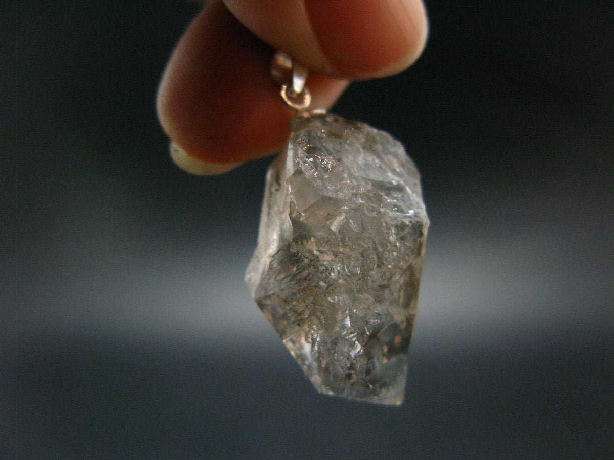 Large DT Elestial Quartz Crystal Silver Pendant From Brazil - 1.4" - 5.79 Grams