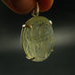 Gem Libyan Tektite Glass Scarab Carving Silver Pendant From Libya - 8.1 Grams - 1.5"