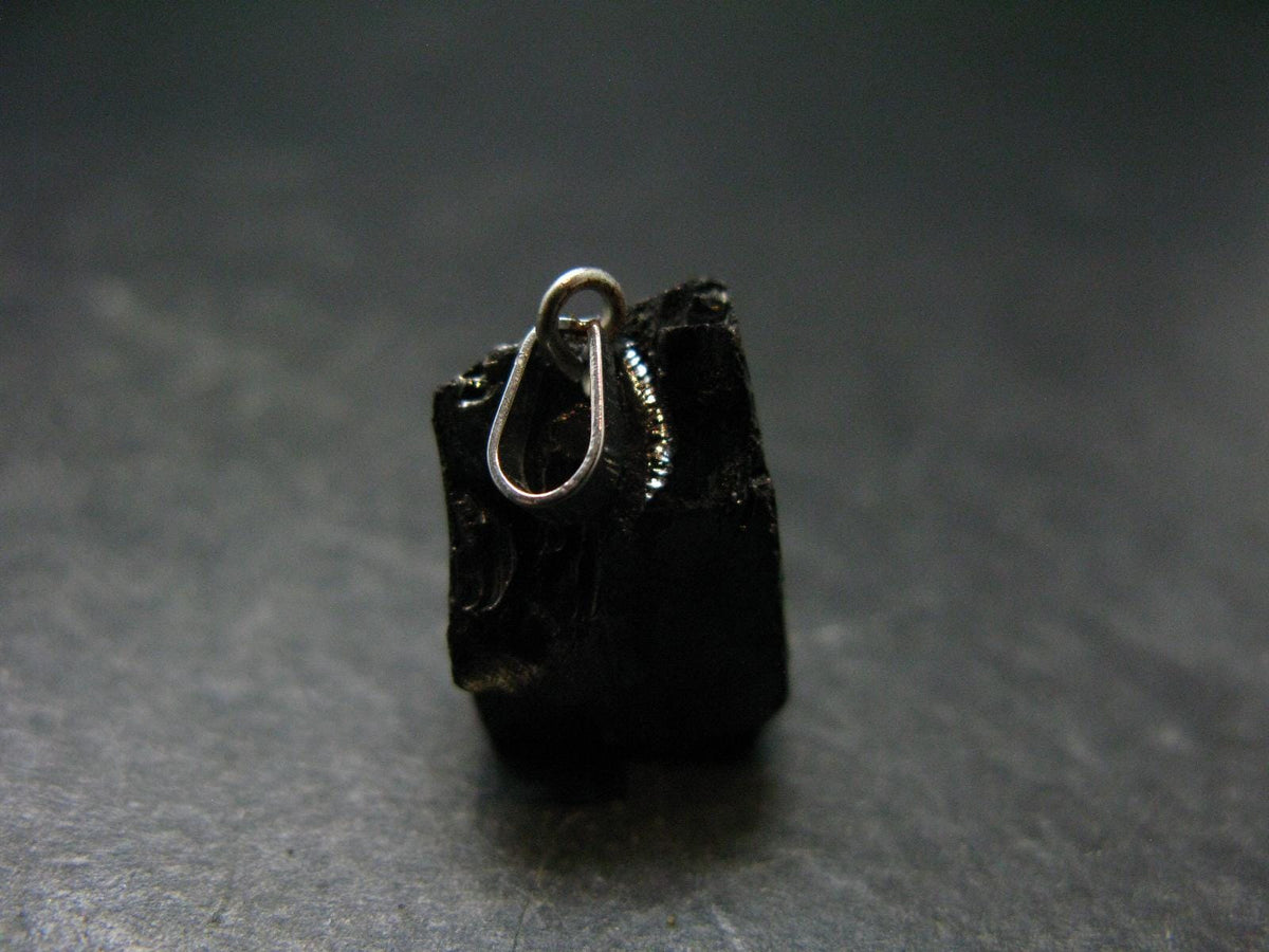 Unpolished Elite Shungite Silver Pendant from Russia - 1.0" - 2.50 Grams