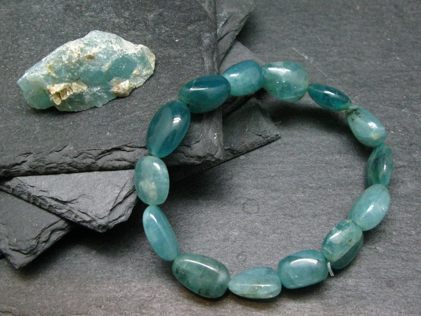 Rare Grandidierite Genuine Bracelet ~ 7 Inches ~ 15mm Tumbled Beads