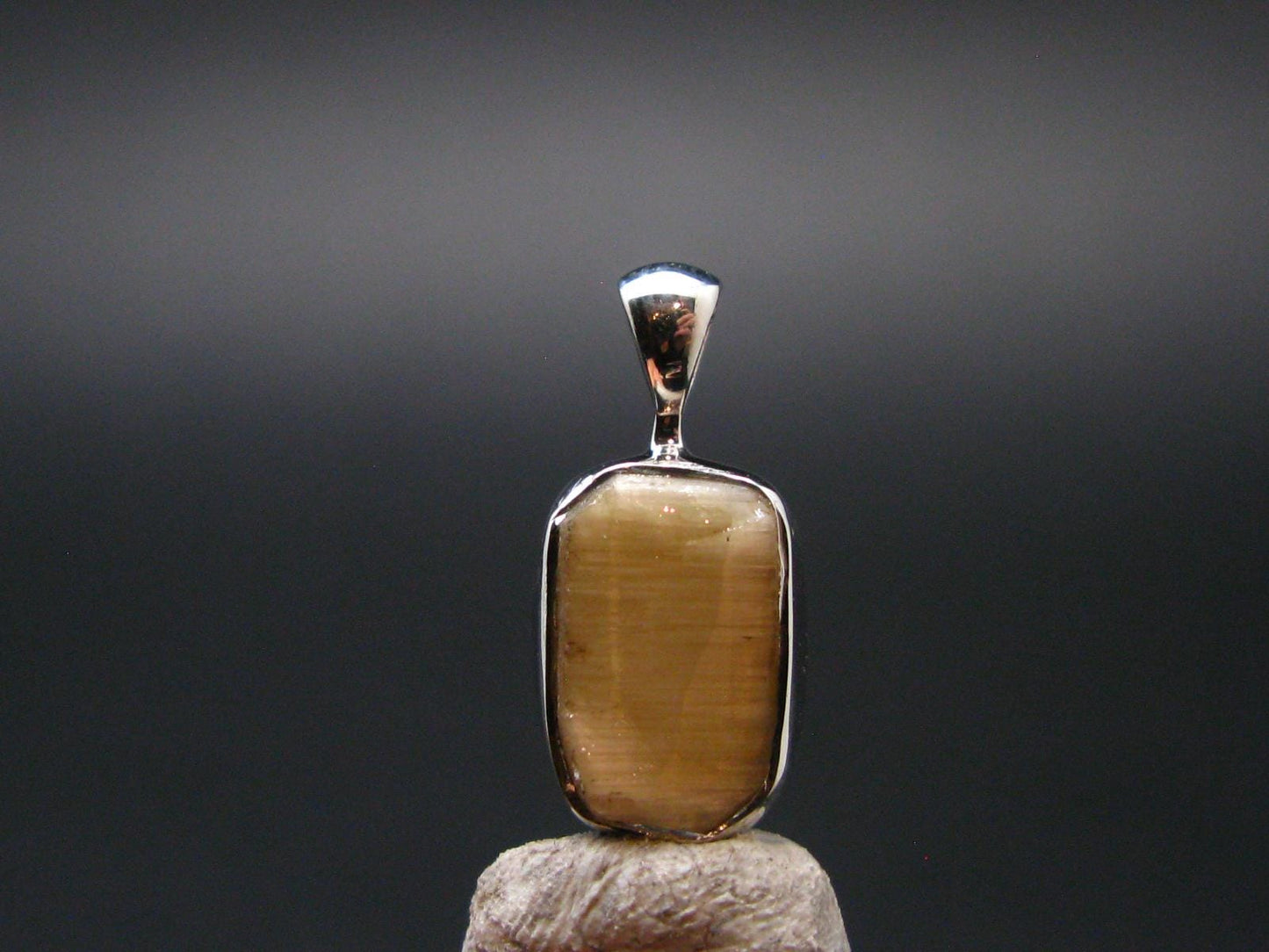 Large Natural Agni Gold Danburite Sterling Silver Pendant from Tanzania - 1.1" - 1.18 Grams