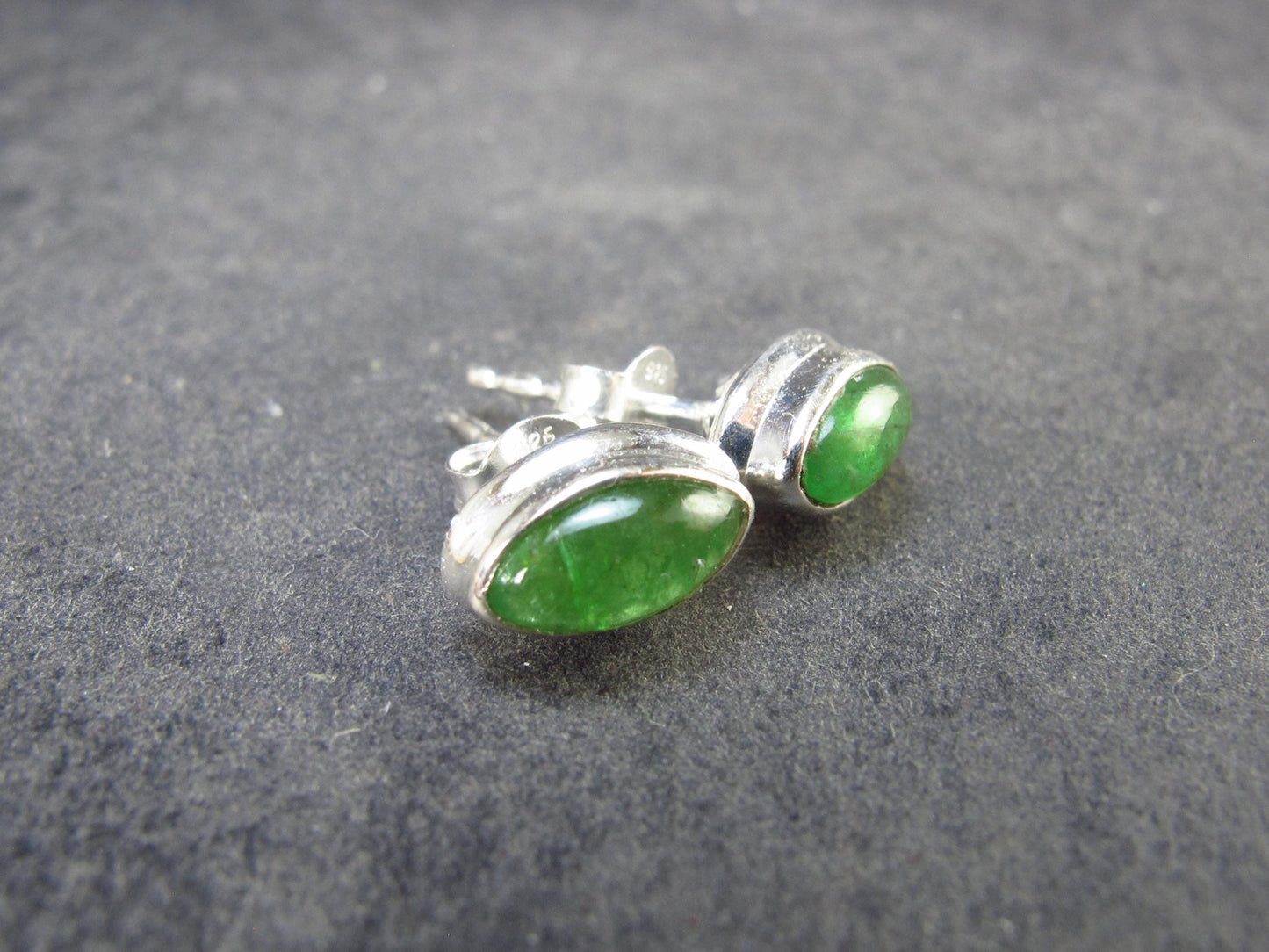 Tsavorite Gem Green Garnet Sterling Silver Earrings from Tanzania - 1.98 Grams