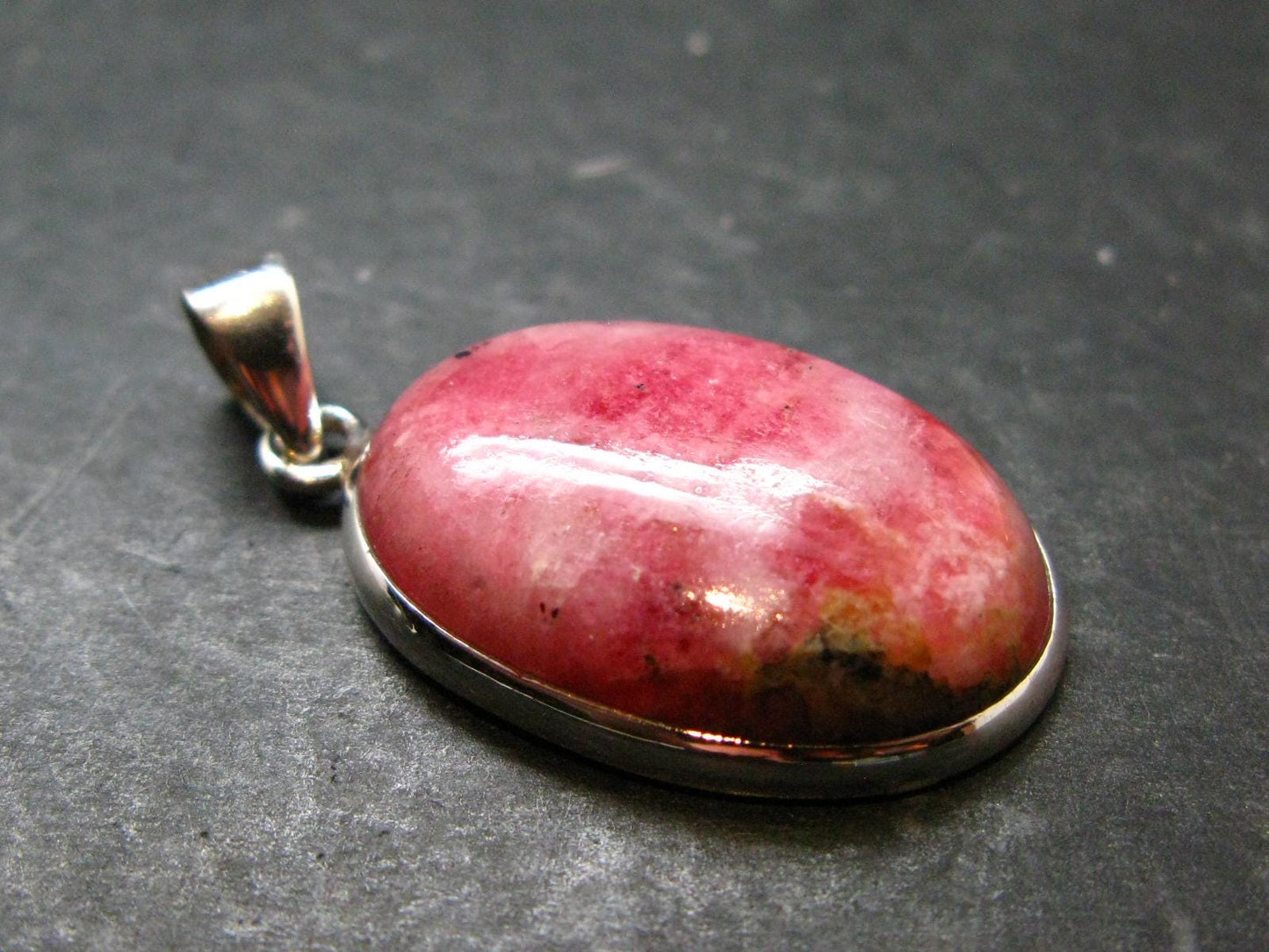 Rare Pink Tugtupite Sterling Silver Pendant From Greenland - 1.5" - 5.85 Grams