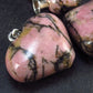 Lot of 3 Natural Rhodonite Puffed Heart Pendants from Canada