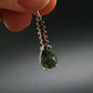 Moldavite Tektite & Red Garnet Silver Pendant from Czech Republic - 1.2"