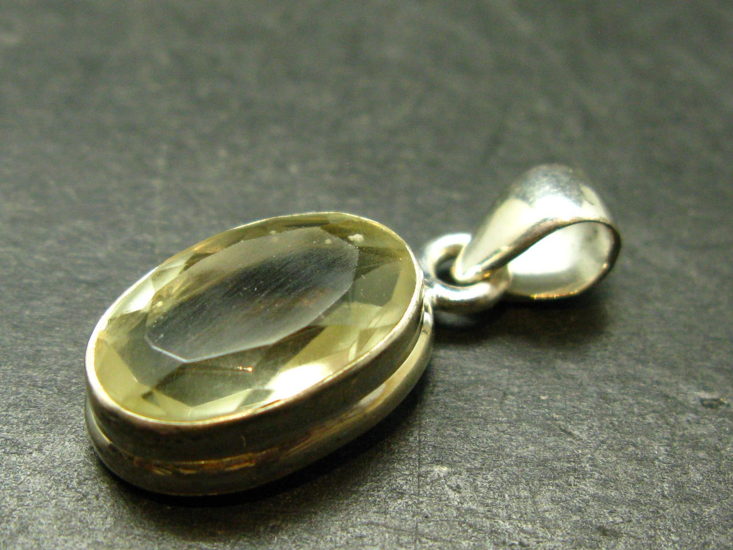 Gem Libyan Desert Glass Tektite Faceted Pendant Sterling Silver from Libya - 1.1" - 3.88 Grams