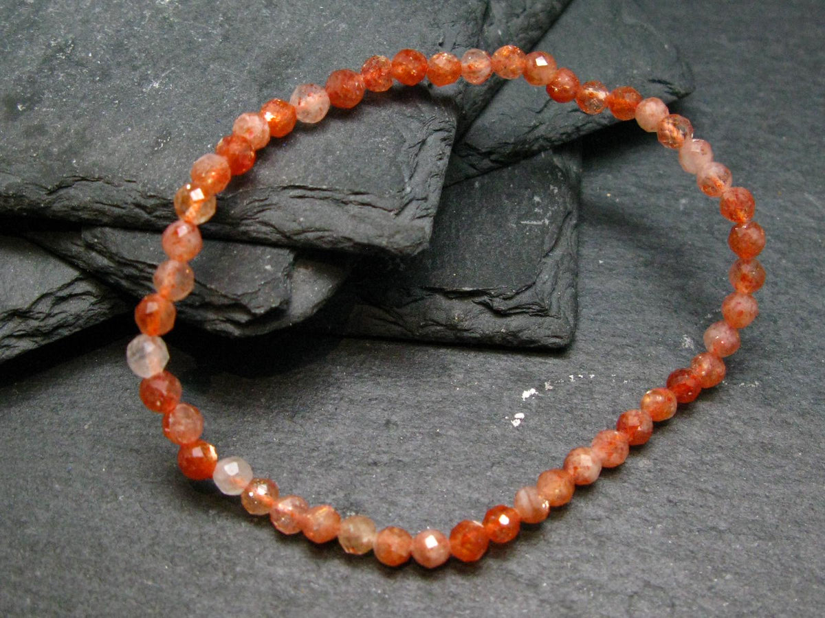 Sunstone Genuine Bracelet ~ 7 Inches ~ 4mm Facetted Beads