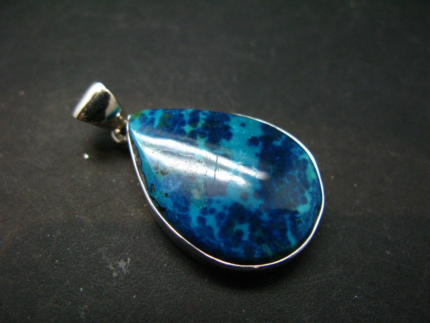 Shattuckite Silver Pendant from Namibia - 1.4" - 7.36 Grams