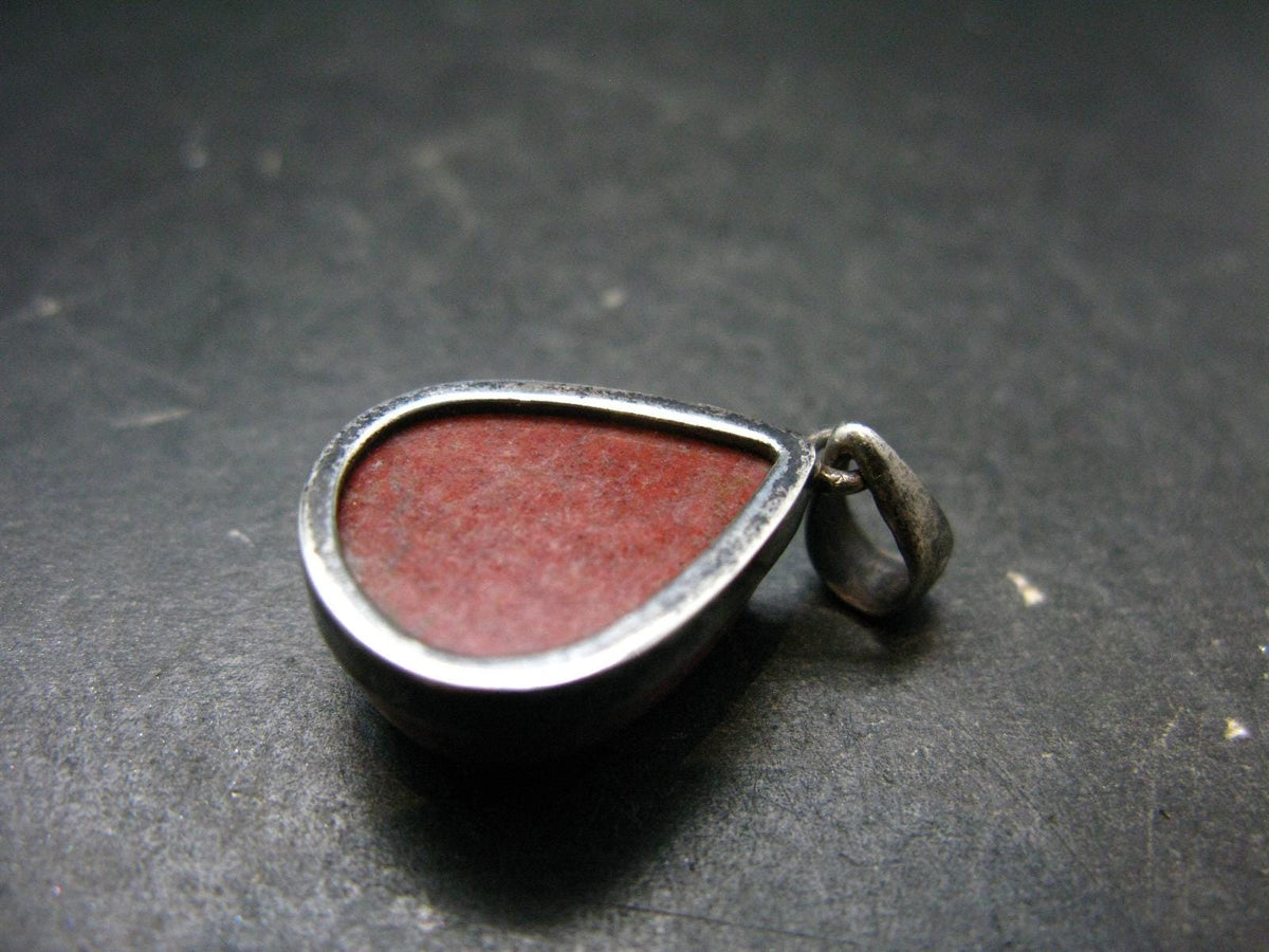 Thulite Silver Plated Pendant From Norway - 1.3" - 6.49 Grams