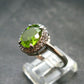 Natural Faceted Peridot Olivine Sterling Silver Ring - 3.54 Grams - Size 8.75