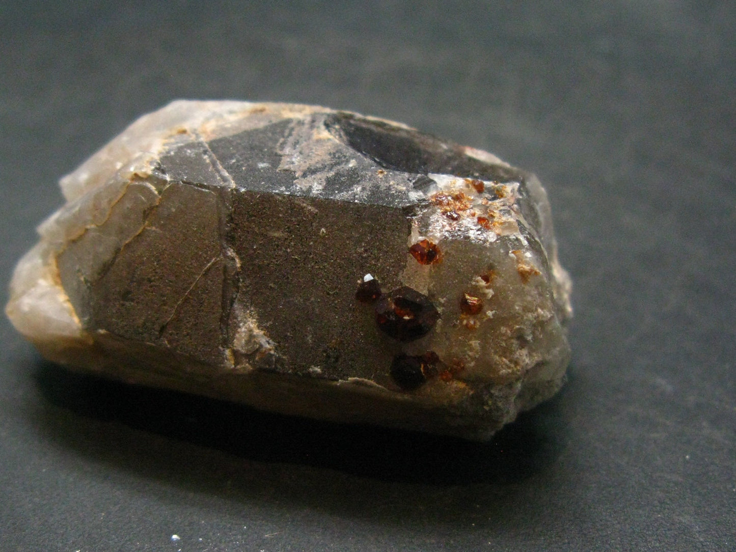 Spessartine Spessartite Garnet On Smoky Quartz Crystal From China - 1.9" - 37.07 Grams