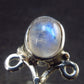 Natural Oval Shaped Glow From Inside Moonstone 925 Silver Ring - Size Adjustable - 2.9 Grams