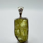 Chrysoberyl Raw Stone Pendant Green Yellow Gemstone Silver Necklace Pendant Natural Crystal Jewelry Gift
