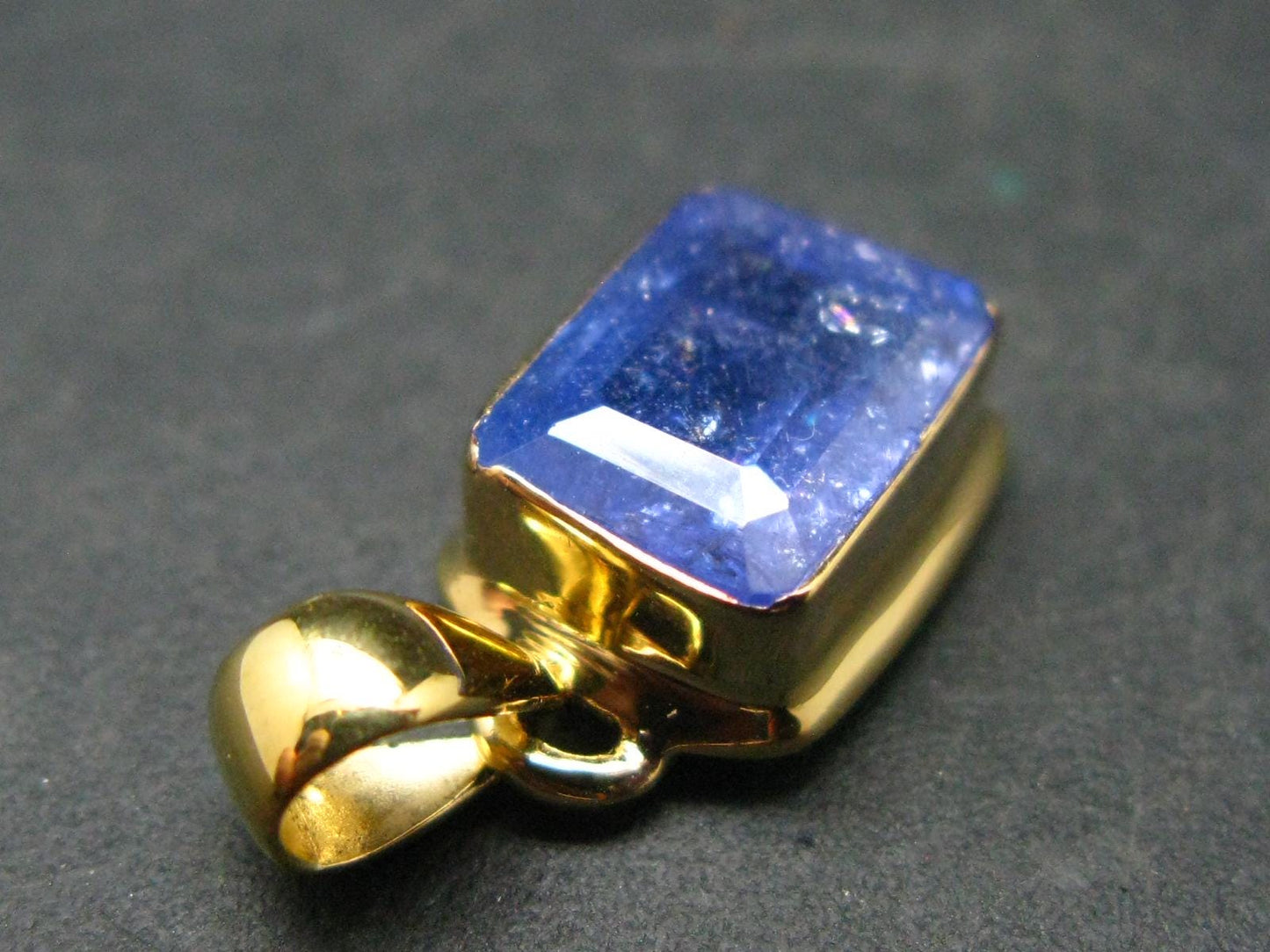 Natural Faceted Tanzanite Gold Plated Sterling Silver Pendant from Tanzania - 0.8"